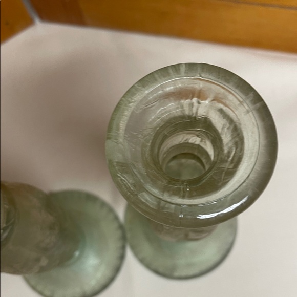 Green Recycled Glass Candlestick Pair - Made in Spain - Picture 6 of 13
